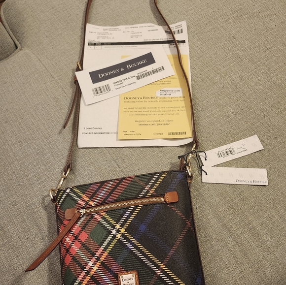 Dooney & Bourke Tartan Plaid Crossbody Purse – Holiday Check Shoulder Bag - Picture 2 of 11